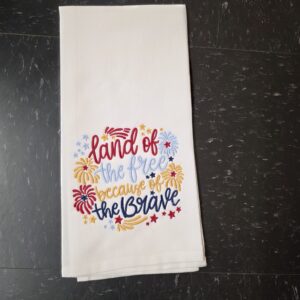 Land of the free tea towel